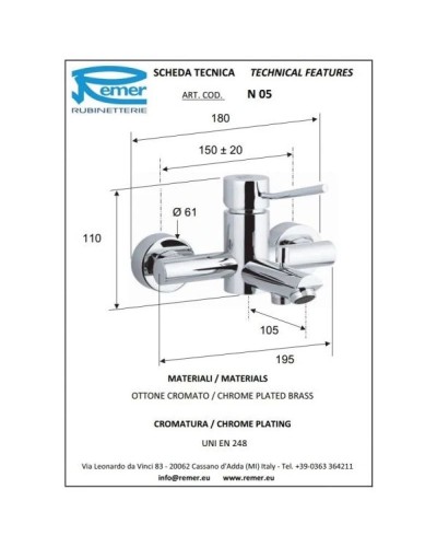 Комплект смесителей Remer Minimal N05 + N11