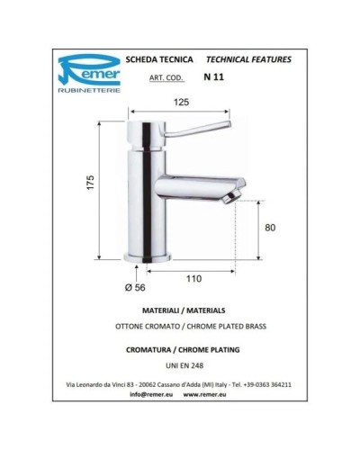 Комплект смесителей Remer Minimal N05 + N11