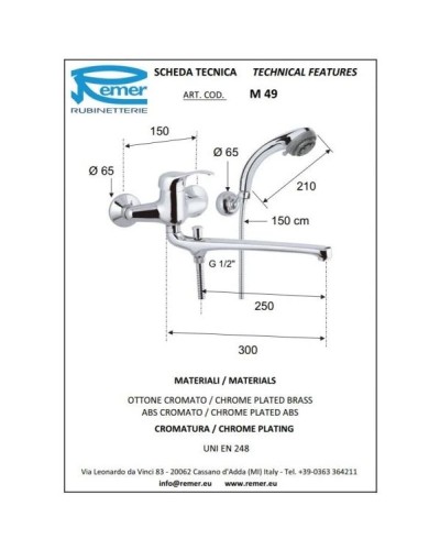 Комплект смесителей Remer Musa M49 + M11