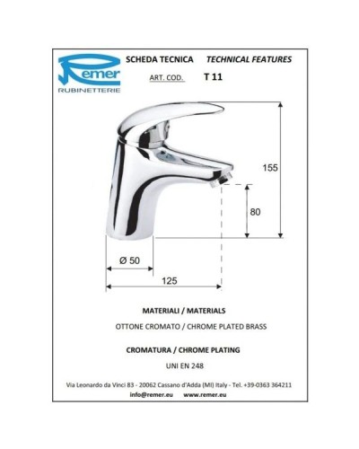 Комплект смесителей Remer Ten T05 + T11