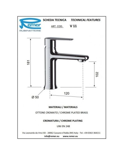 Комплект смесителей Remer Vanity V05 + V11