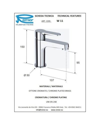 Комплект смесителей Remer Winner W05 + W11
