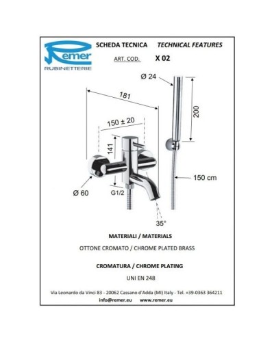 Комплект смесителей Remer X Style X02 + X11