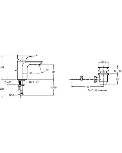 Комплект смесителей Jacob Delafon Villette E23721-CP + E23718-CP + E99898RU-CP