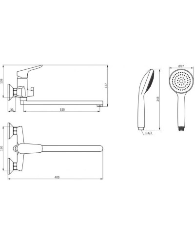 Комплект смесителей Damixa Origin Bit 779500000 + 770210000