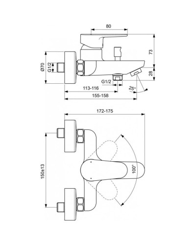 Комплект смесителей Ideal Standard Cerafine O BC500XG + BC699XG + BD142XG
