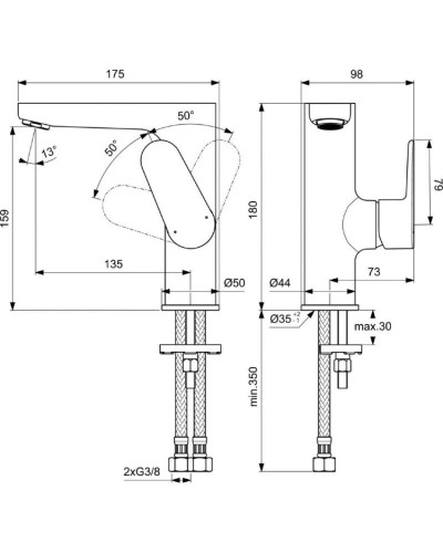 Комплект смесителей Ideal Standard Cerafine O BC499XG + BC555XG + BD142XG