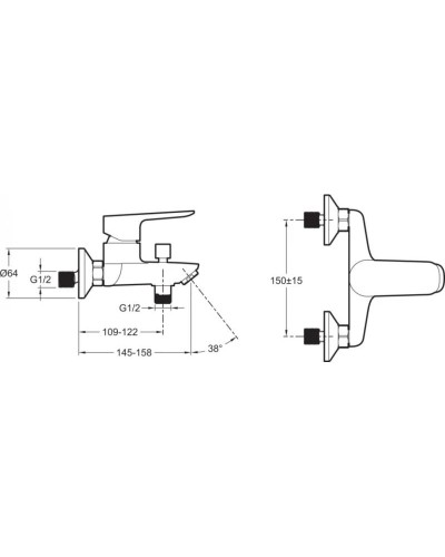 Комплект смесителей Jacob Delafon Oscar E29844-BL + E29842-BL + E99898-BL
