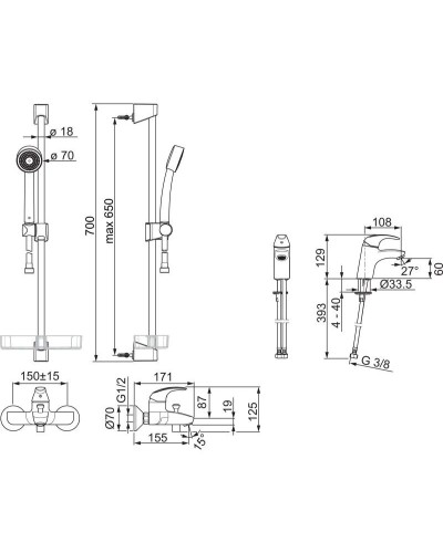 Комплект смесителей (3 в 1) Oras Polara 1496