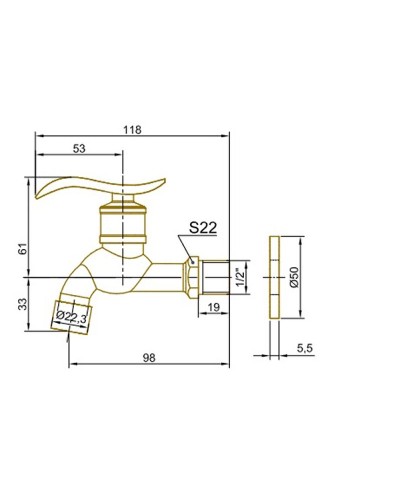 Кран для одного типа воды Bronze de Luxe 21974/1 Бронза с аэратором