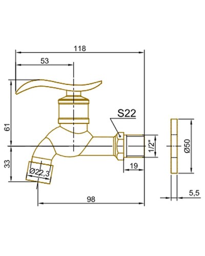 Кран для одного типа воды Bronze de Luxe 21595/1 Бронза с аэратором