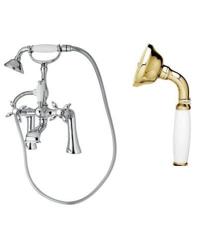 Смеситель на борт ванны с ручным душем, шлангом 150 см CEZARES NOSTALGIA-PBV-03/24-Bi