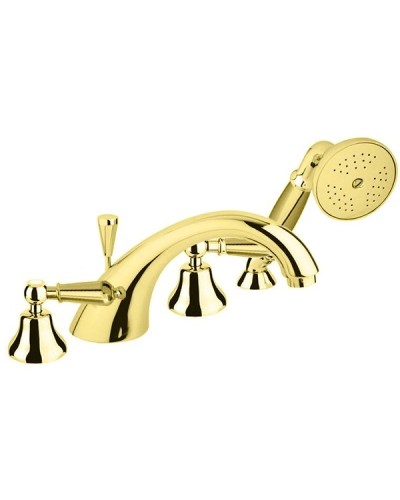 Смеситель на борт ванны золото 24 карат, ручки металл Cezares First FIRST-BVD-03/24-M