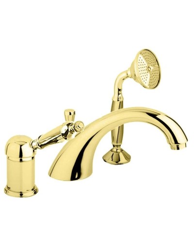 Смеситель на борт ванны золото 24 карат, ручка металл Cezares Elite ELITE-BVDM-03/24-M