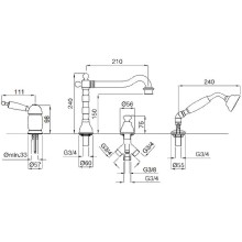 Смеситель на борт ванны Migliore Oxford 19114 Тосканская бронза