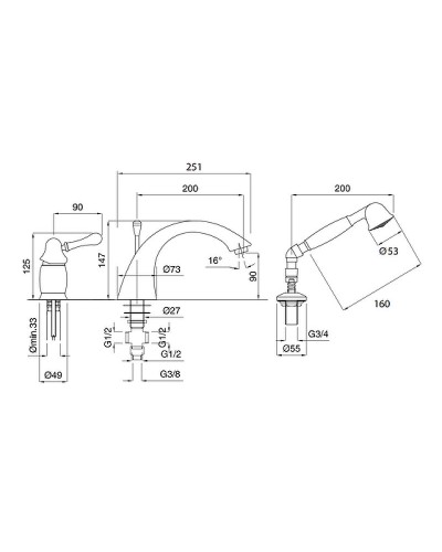 Смеситель на борт ванны Migliore Maya 18922 Хром