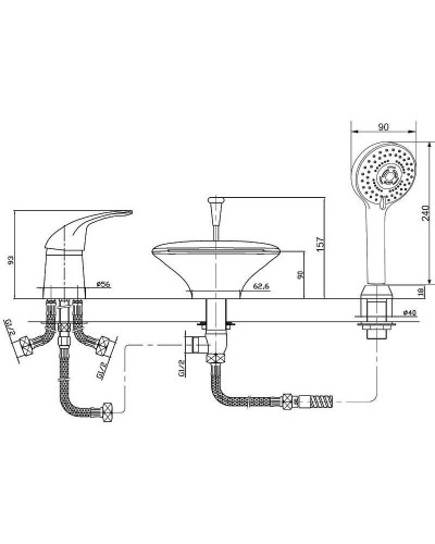 Смеситель на борт ванны Orange Iris M41-333cr Хром