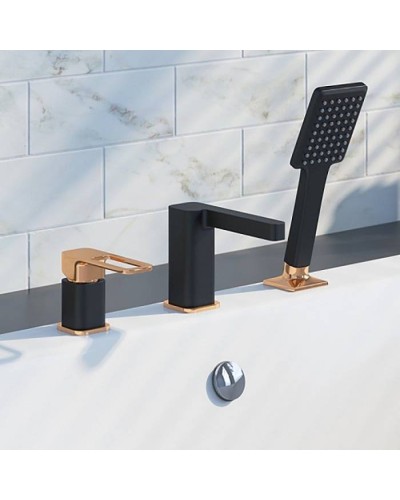 Смеситель на борт ванны Iddis Slide SLIBG30i07 Черный Розовое золото