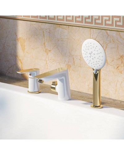 Смеситель на борт ванны Iddis Cloud CLOWG30i07 Белый, желтое золото