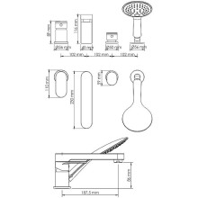 Смеситель на борт ванны WasserKRAFT Elbе 7455 Черный матовый