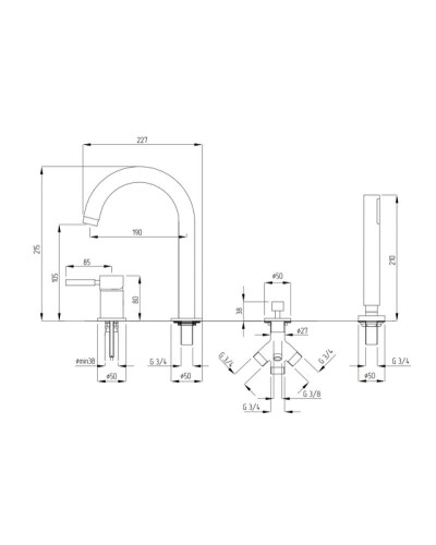 Смеситель на борт ванны Migliore Fortis 31556 (18651) Хром