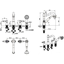 Смеситель на борт ванны Boheme Camelia 395 Золото