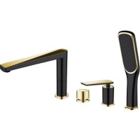 Смеситель на борт ванны Boheme Venturo 380-B Черный Золото