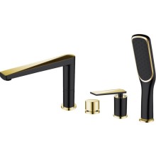 Смеситель на борт ванны Boheme Venturo 380-B Черный Золото