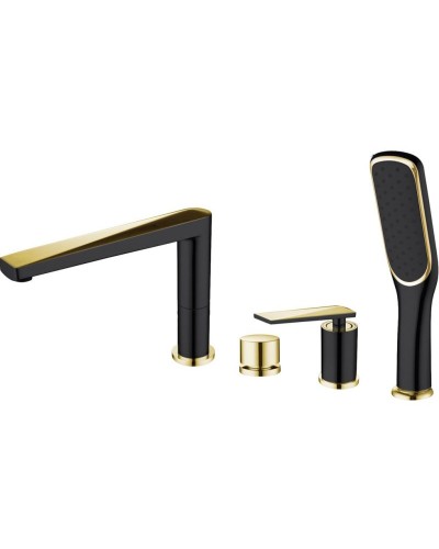 Смеситель на борт ванны Boheme Venturo 380-B Черный Золото