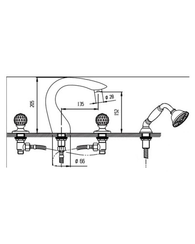 Смеситель на борт ванны Cezares Atlantis ATLANTIS-BVD-02-Sw Бронза кристаллы Swarovski