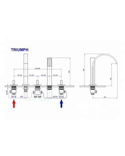 Смеситель на борт ванны Royal Bath Triumph RB501 Хром