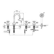 Смеситель на борт ванны Paini Tubos 79CR109 Хром