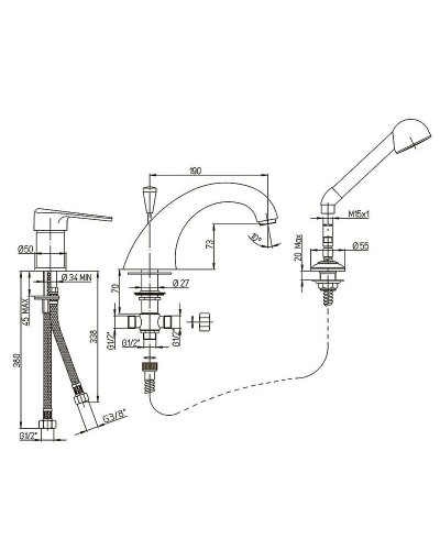 Смеситель на борт ванны Paini Cooper 80CR118 Хром