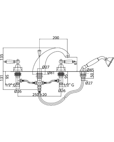Смеситель на борт ванны Cezares First-BVD-01-Bi Хром