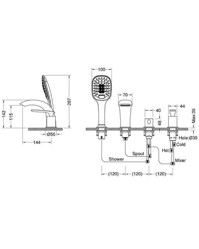 Смеситель на борт ванны Timo Helmi 4020/03Y Черный
