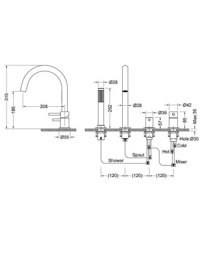 Смеситель на борт ванны Timo Saona 2320/03Y Черный