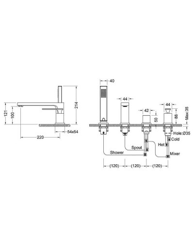 Смеситель на борт ванны Timo Torne 4330/17Y Золото матовое