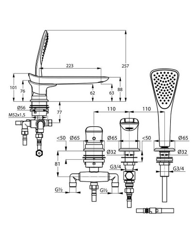 Смеситель на борт ванны Kludi Ambienta 534470575 Хром