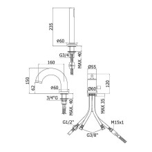 Смеситель на борт ванны Paffoni Light LIG047HG Золото
