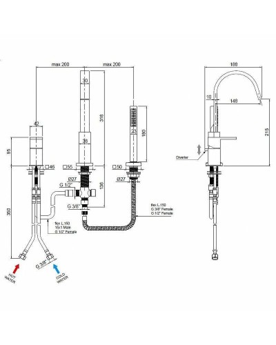 Смеситель на борт ванны Cezares UNIKA-BVD3-03/24 Золото