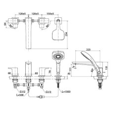 Смеситель на борт ванны Toto GE TBG07202R Хром