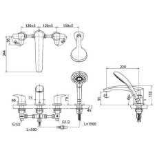 Смеситель на борт ванны Toto GM TBG09202R Хром