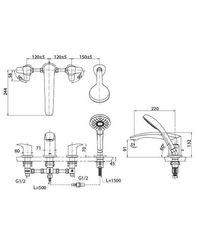 Смеситель на борт ванны Toto GM TBG09202R Хром