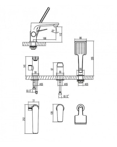 Смеситель на борт ванны Lemark Bronx LM3745BL Черный