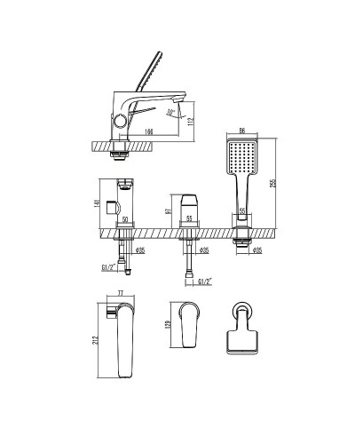 Смеситель на борт ванны Lemark Bronx LM3745GM Графит