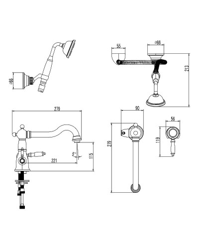 Смеситель на борт ванны Lemark Villa LM4847C Хром