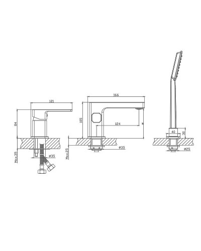 Смеситель на борт ванны Haiba HB80615-7 Черный матовый