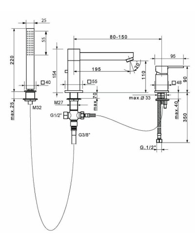 Смеситель на борт ванны Migliore Kvant 18768 Хром