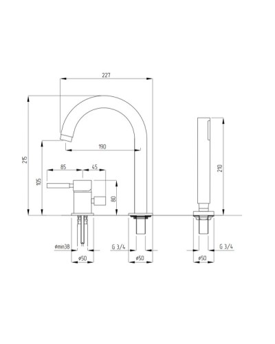 Смеситель на борт ванны Migliore Fortis 18650 Хром