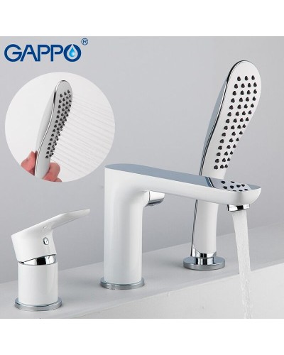 Смеситель на борт ванны Gappo G48 G1148 Белый Хром